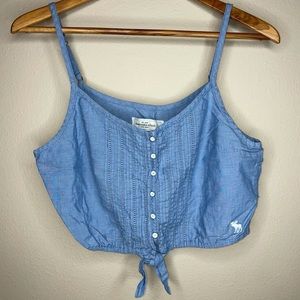Abercrombie & Fitch Denim Lightweight Crop Top Size Large Cami Elastic Waist